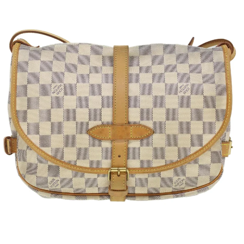 Louis Vuitton crossbody bags with a woven leather strap for textureLOUIS VUITTON Damier Azur Saumur 30 Shoulder Bag N48202 LV Auth 37002