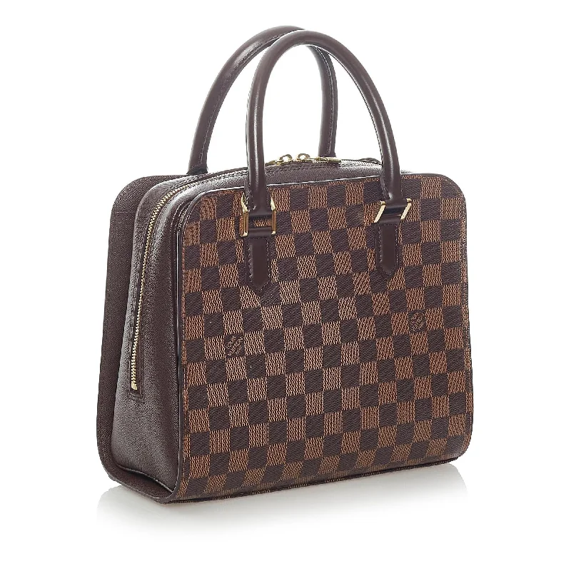 Louis Vuitton bags with a chain - link trim and a leather body for a modern edgeLouis Vuitton Damier Ebene Triana (33569)