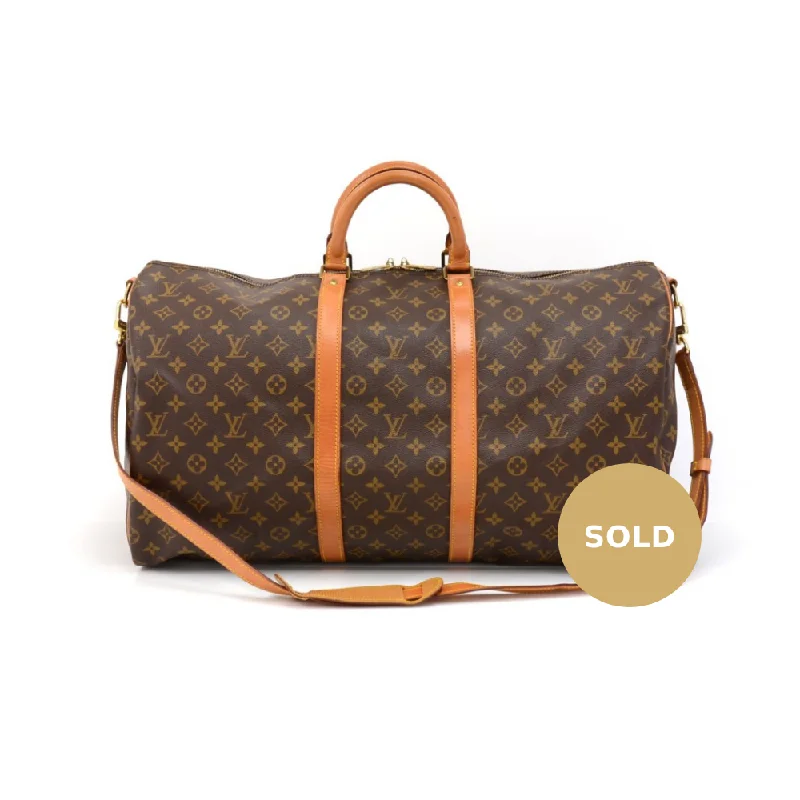 Louis Vuitton bags with a zip - around closure for enhanced securityKeepall 55 Bandouliere Monogram Canvas Travel Bag with Strap