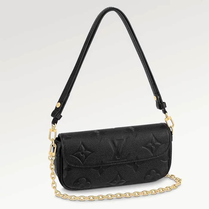 Small - sized Louis Vuitton Pochette Metis bags for a compact carryLouis Vuitton Women LV Wallet On Chain Ivy Black Monogram Embossed Supple Grained Cowhide Leather