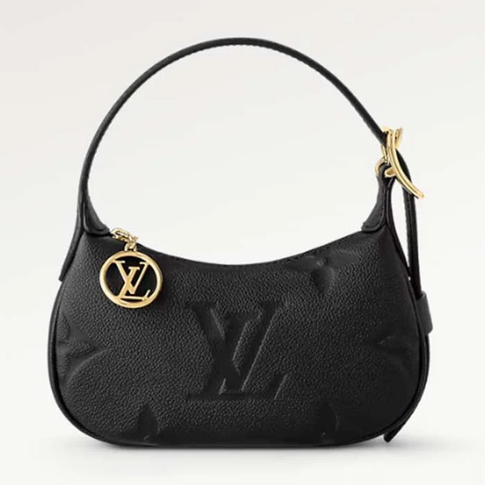 Louis Vuitton Alma bags with a monogram - embossed leather surfaceLouis Vuitton LV Women Mini Moon Black Monogram Empreinte Embossed Supple Grained Cowhide Leather