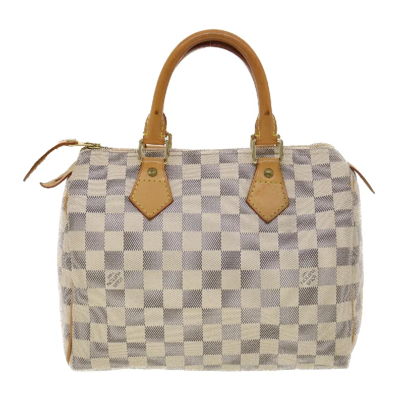 Louis Vuitton handbags with a beaded trim for a touch of glamourLOUIS VUITTON Damier Azur Speedy 25 Hand Bag N41534 LV Auth ki2788