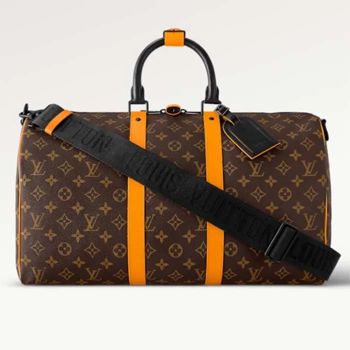 Louis Vuitton handbags with a back - zip pocket for storing valuablesLouis Vuitton LV Unisex Keepall Bandoulière 45 Radiant Sun Monogram Macassar Coated Canvas