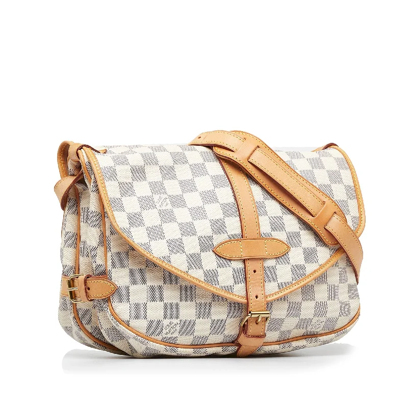 Louis Vuitton backpacks with a padded back panel for comfort during long - wearLOUIS VUITTON Damier Azur Saumur Crossbody Bag