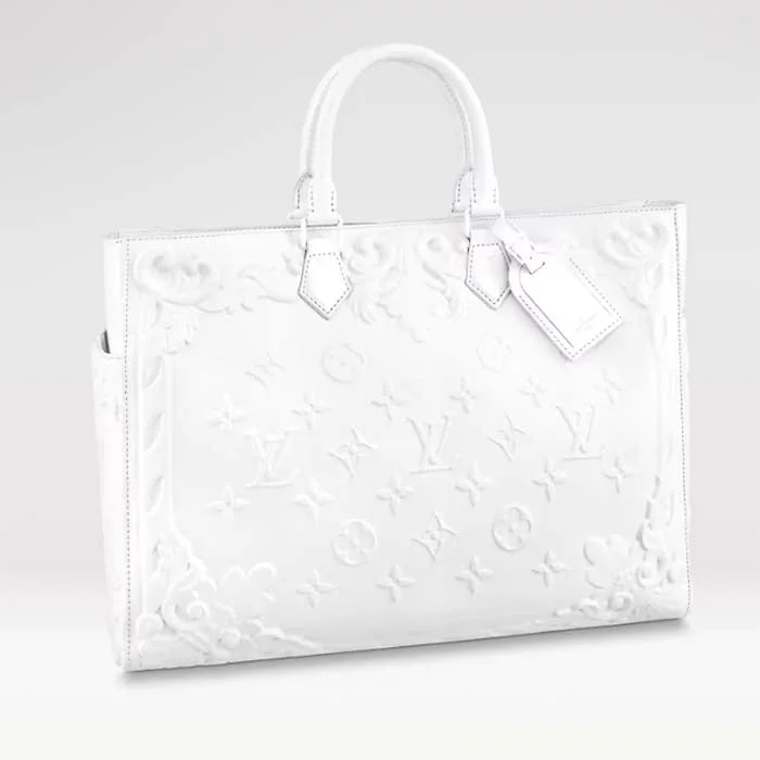 Louis Vuitton backpacks with a multi - pocket organization for functionalityLouis Vuitton Unisex LV Sac Plat Optic White Calf Leather Double Handle