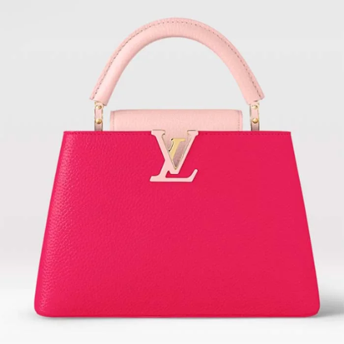 Louis Vuitton Twist bags with the iconic LV - turnlock closureLouis Vuitton LV Women Capucines BB Handbag Magenta Jasmine Pink Taurillon Cowhide Leather