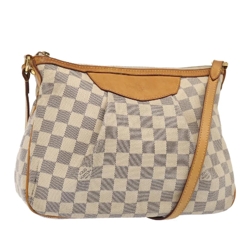 Louis Vuitton bags with a front - flap pocket for quick - access itemsLOUIS VUITTON Damier Azur Siracusa PM Shoulder Bag N41113 LV Auth ar12518