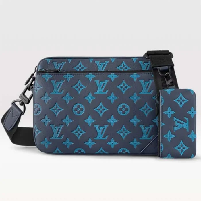 Louis Vuitton Alma bags with a detachable shoulder strap for versatilityLouis Vuitton LV Unisex Trio Messenger Navy River Blue Calf Leather Textile Lining