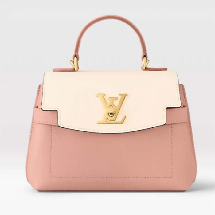 Small - sized Louis Vuitton Pochette Metis bags for a compact carryLouis Vuitton LV Women Lockme Ever Mini Handbag Rose Quartz Trianon Grained Calf Leather