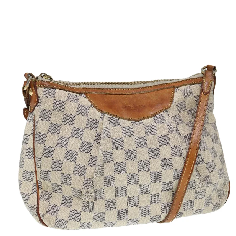 Ladies Louis Vuitton shoulder bags with a single - handle silhouetteLOUIS VUITTON Damier Azur Siracusa PM Shoulder Bag N41113 LV Auth 87967