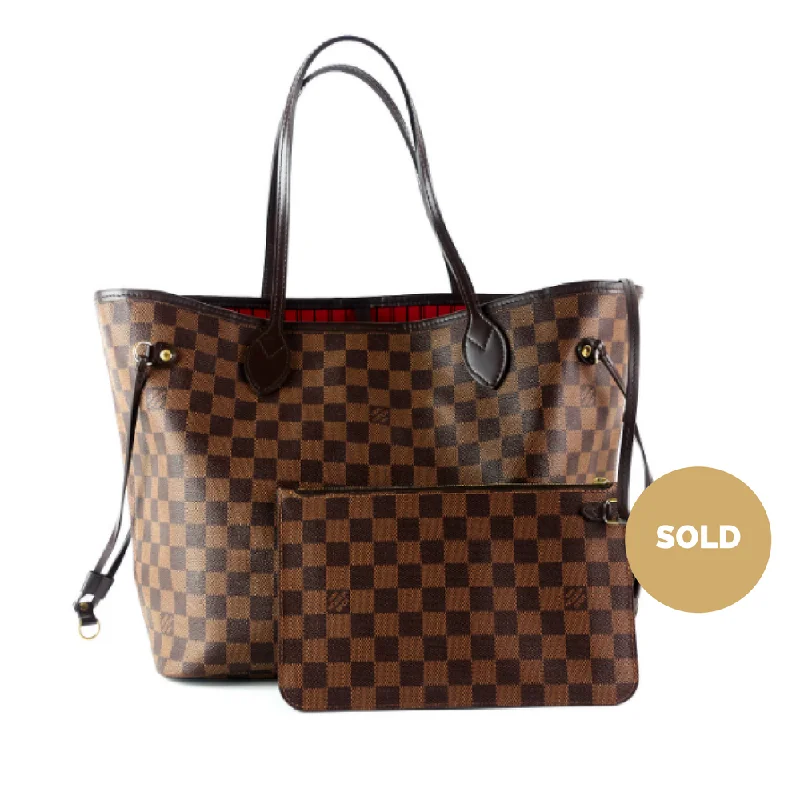 Louis Vuitton Alma bags with a detachable shoulder strap for versatilityNeverfull MM Damier Ebène Canvas Tote Bag with Pouch