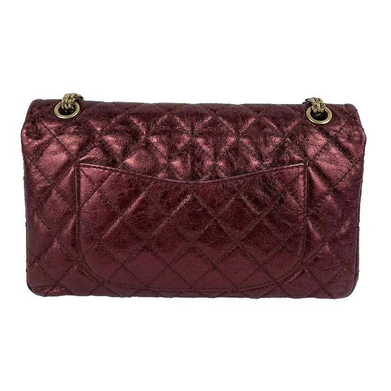 CHANEL - Metallic Quilted Calfskin 2.55 Reissue 227 Double Flap - Maroon