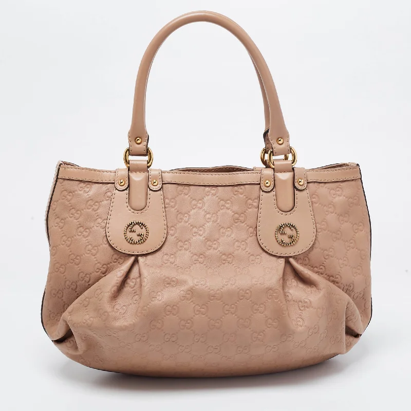 Ladies Gucci shoulder bags with a magnetic - closure flapGucci Beige Guccissima Leather Scarlett Stud Interlocking G Hobo