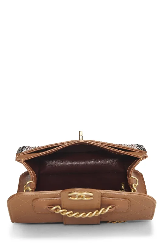 Chanel,  Brown & Multicolor Calfskin Front Chain Flap Bag, Multi