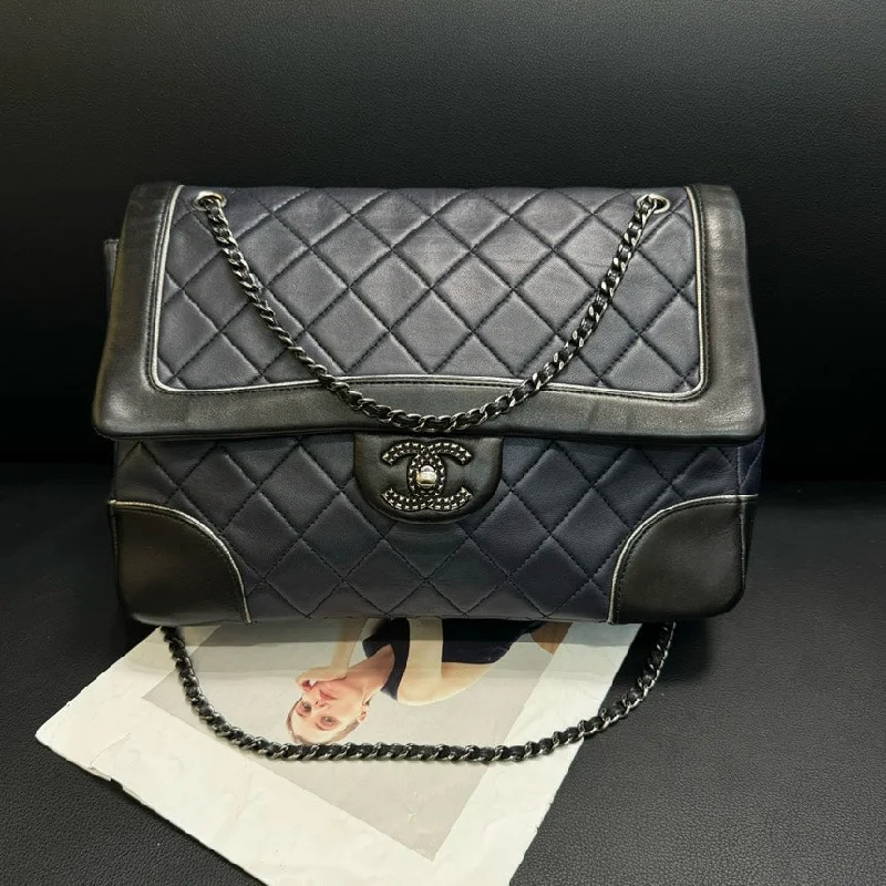 Chanel Color Block Sheepskin CF Chain Bag 28.5cm