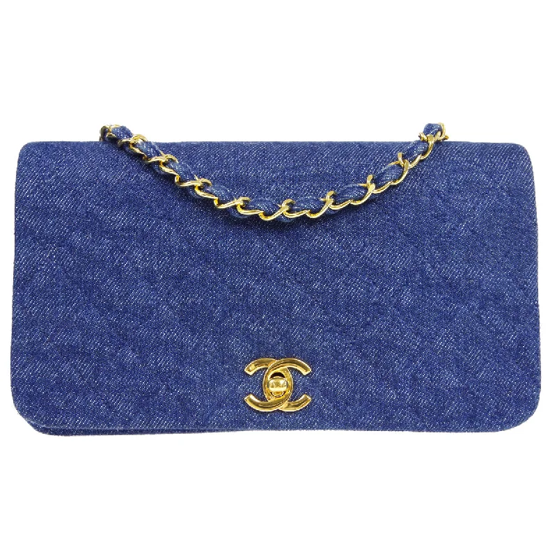 CHANEL * Full Flap Chain Shoulder Bag Indigo Denim