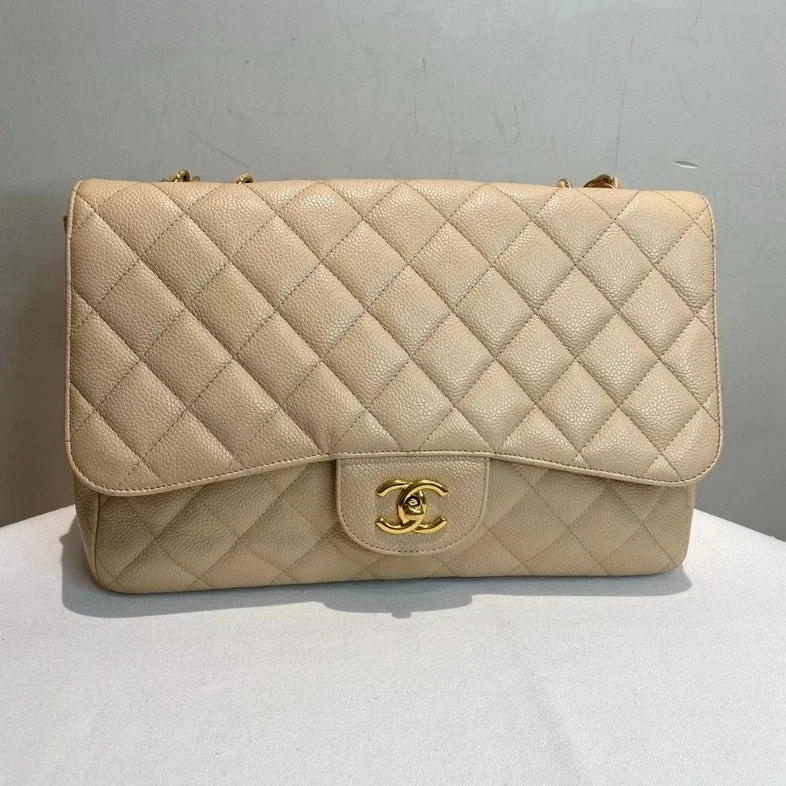 Chanel Classic Flap Jumbo Caviar Beige Shoulder Bag