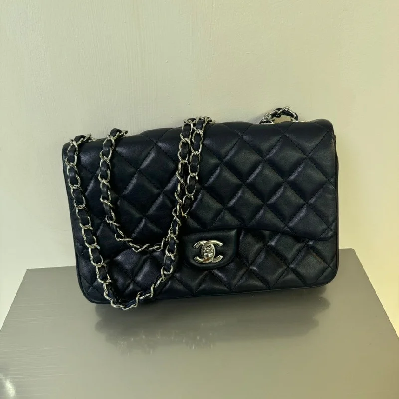 Chanel Black Quilted Caviar Leather Classic Flap Bag Medium