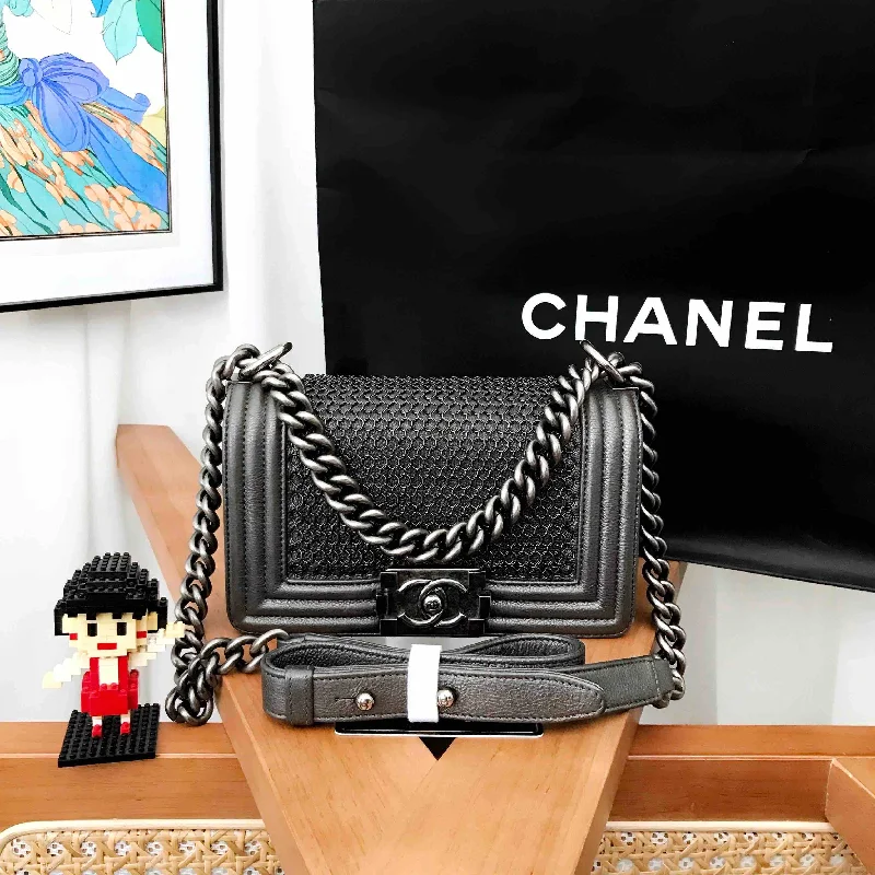 Chanel Leboy Small Black Leather Flap Bag 2013 2014