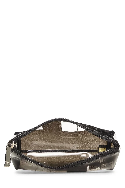 Chanel,  Clear & Black Vinyl Chanel Maison Pouch, Black