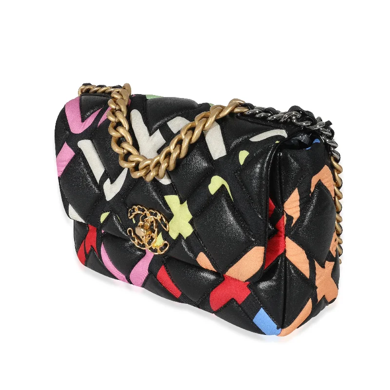 Chanel 22S Black Multicolor Lambskin Fixation Small Chanel 19 Bag