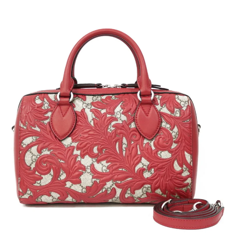 Gucci backpacks for women with a sleek silhouetteGucci Shoulder Bag GG Supreme Handbag Arabesque Mini Boston Ladies