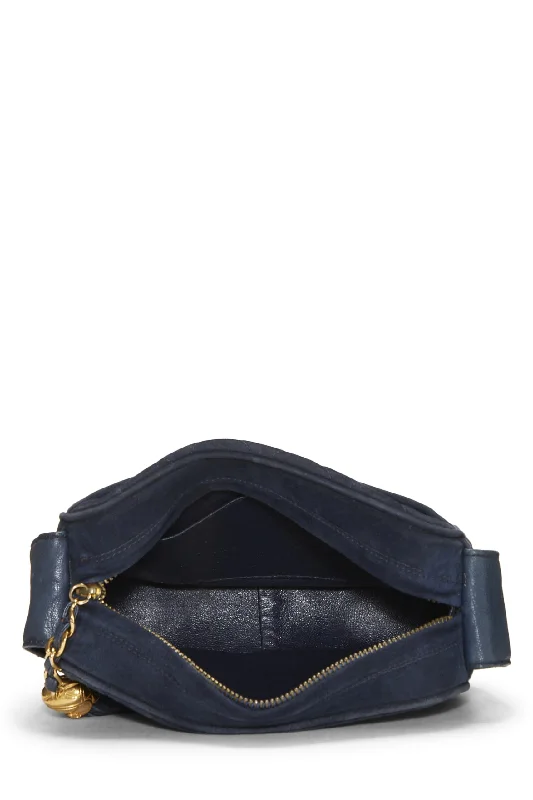 Chanel,  Navy Suede Diamond 'CC' Camera Bag Mini, Navy