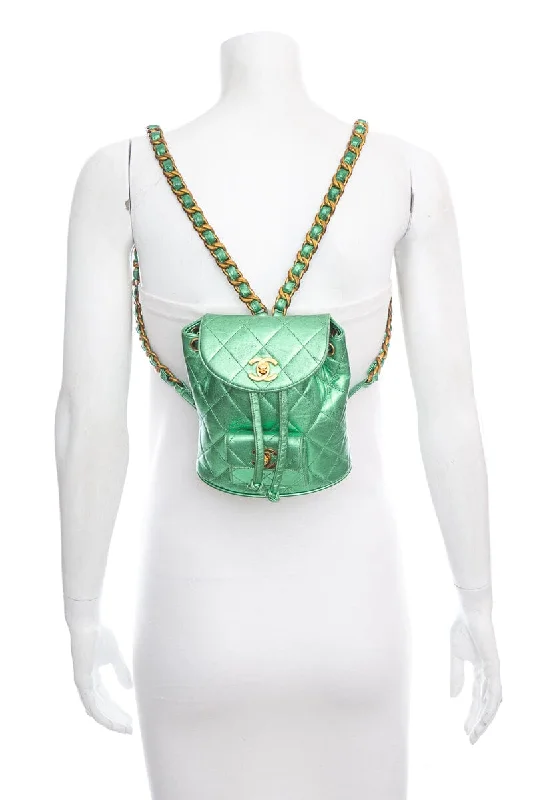 Chanel Vintage Metallic Green Mini Duma Backpack