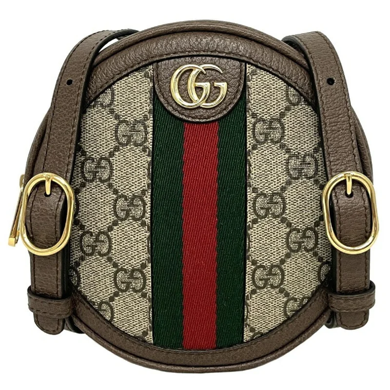 Gucci backpacks for women with a multi - pocket designGucci rucksack GG backpack beige green red gold offidia 598661-96iwg-8745 PVC leather GUCCI round sherry mini ladies chain