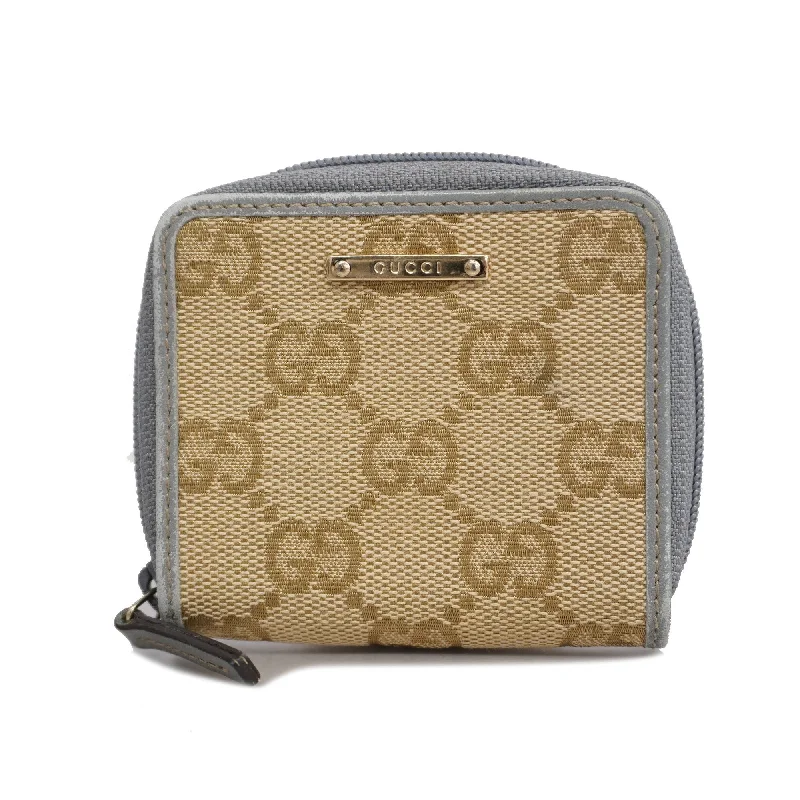 Women Gucci crossbody bags with a printed floral patternGucci Coin Case 115255 0416 Women's GG Canvas Coin Purse/coin Case Beige,Gray