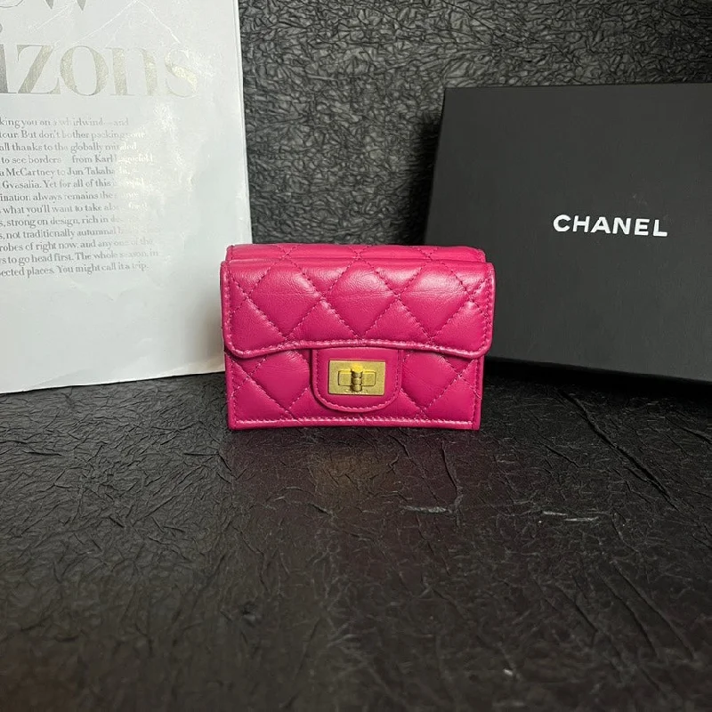 Chanel Rose Red 2.55 Gold Buckle Wallet 10.5cm