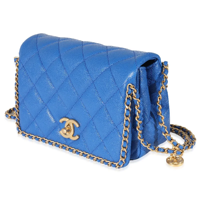 Chanel 22B Dark Blue Caviar Chain Around Flap Bag