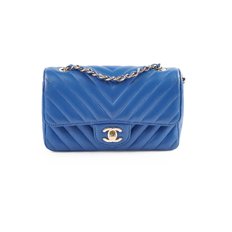 Chanel Mini Rectangular Classic Chevron Lambskin Blue 27 series