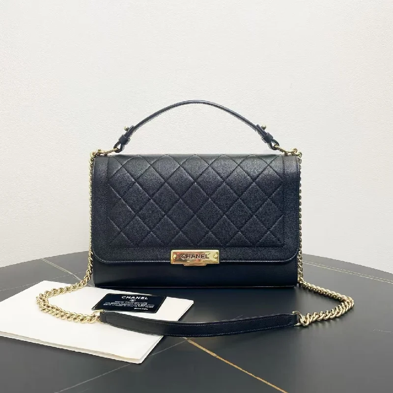 Chanel 2017 Black Leather Quilted Flap Bag Medium