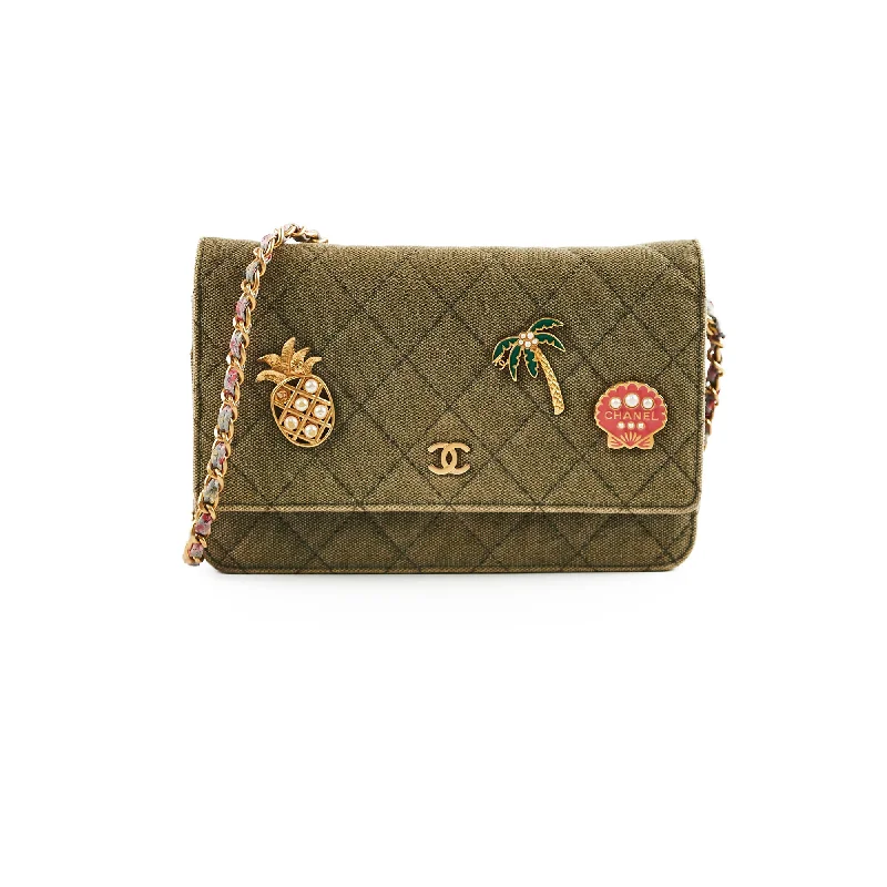 Chanel Wallet On Chain WOC Khaki Denim