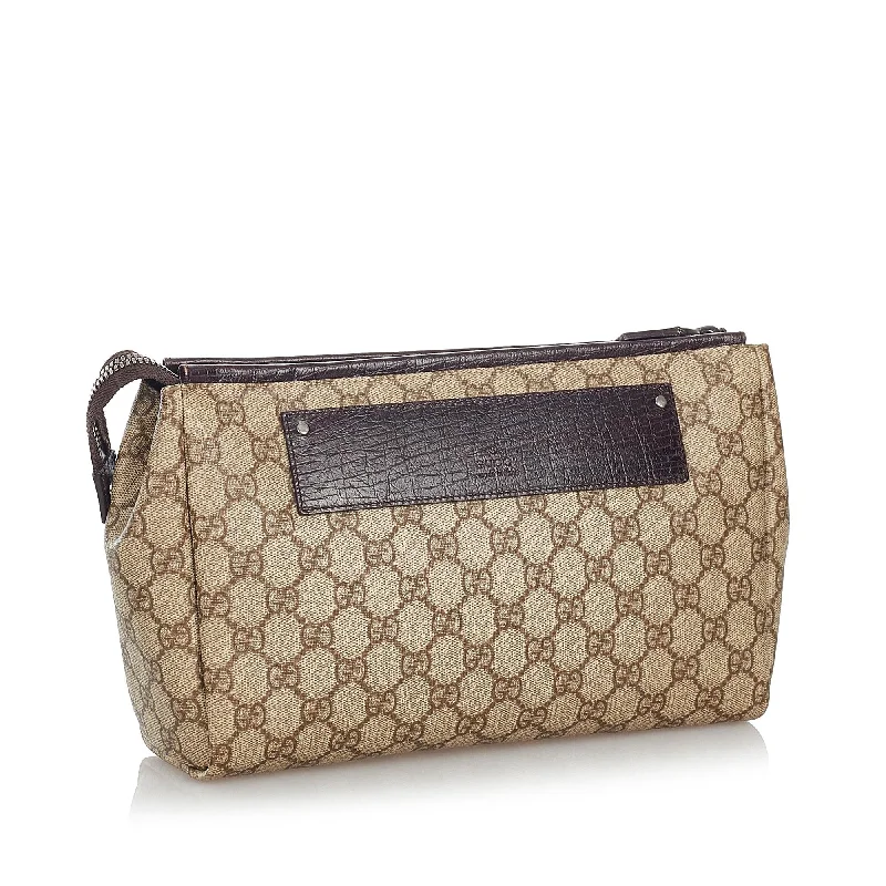 Women Gucci Sylvie bags with a monogram - embossed leatherGucci GG Supreme Clutch Bag (27183)