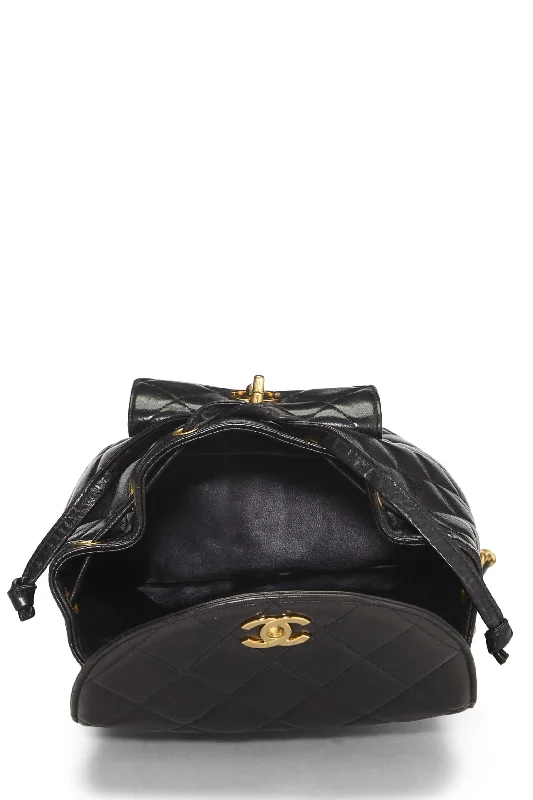 Chanel,  Black Quilted Lambskin 'CC' Classic Backpack Medium, Black