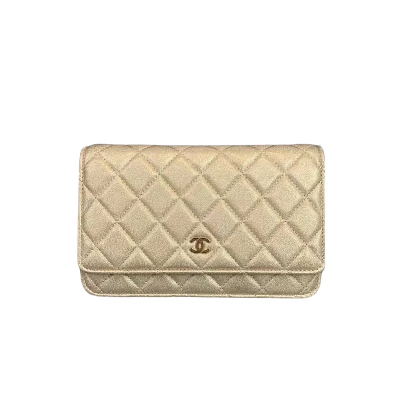 Gold Calfskin Quilted Flap WOC GHW