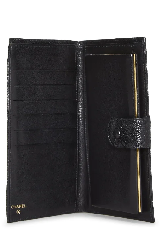 Chanel,  Black Caviar Timeless 'CC' Long Wallet, Black