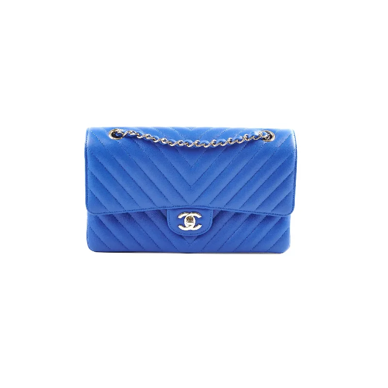 Chanel Medium/Large Caviar Chevron Classic Cobalt Blue 2021