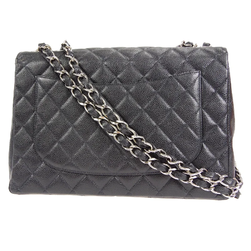 CHANEL 2000-2001 Classic Flap Jumbo SHW Black Caviar 27053