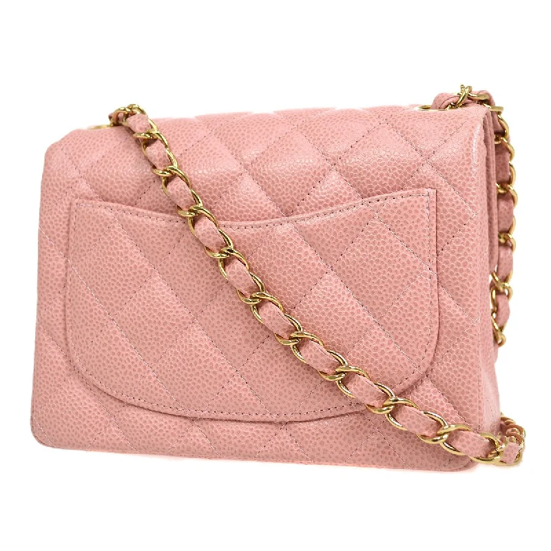 CHANEL 2003-2004 Classic Square Flap 17 Pink Caviar 82773