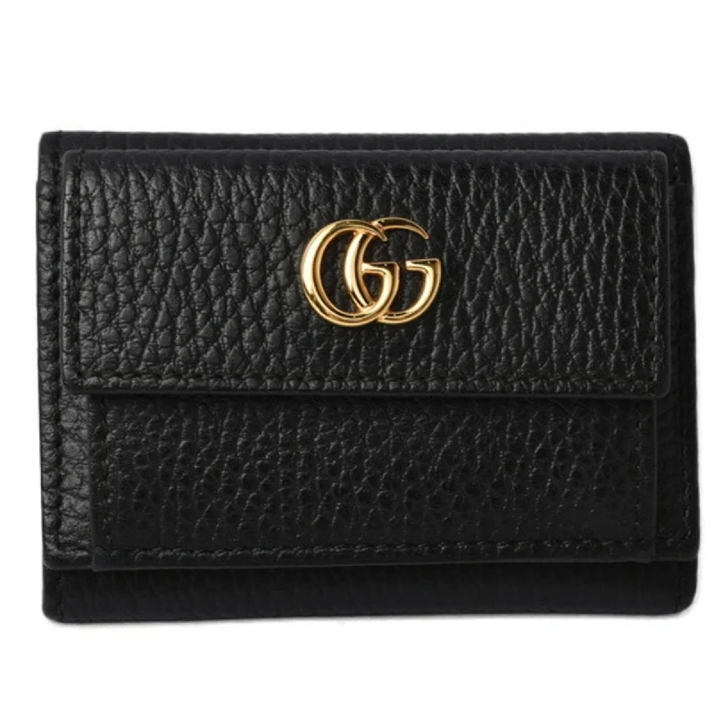 Gucci handbags for women with a patent - leather finishGucci Mini Wallet/Tri-fold GUCCI Folding Wallet 523277 PETITE MARMONT/Petite Marmont Black