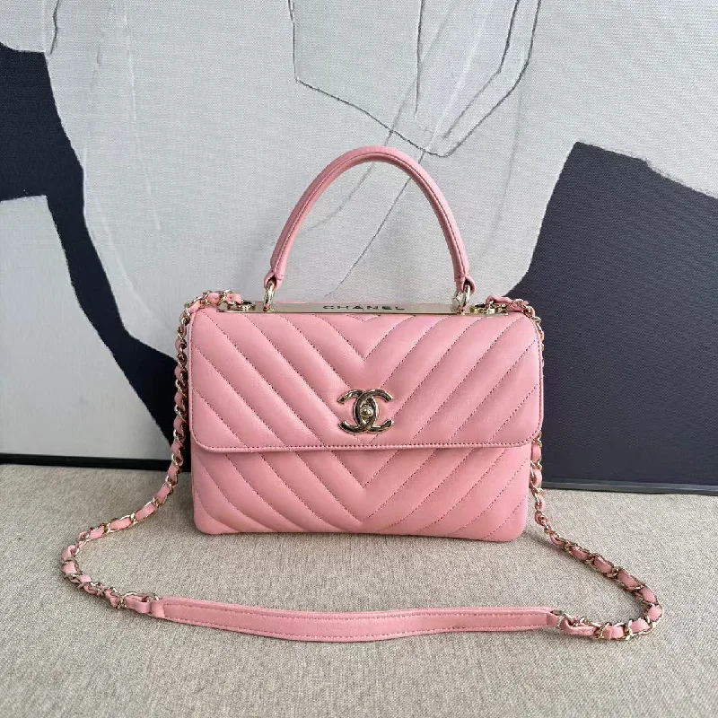 Chanel Trendy CC Pink Leather Shoulder Bag Medium