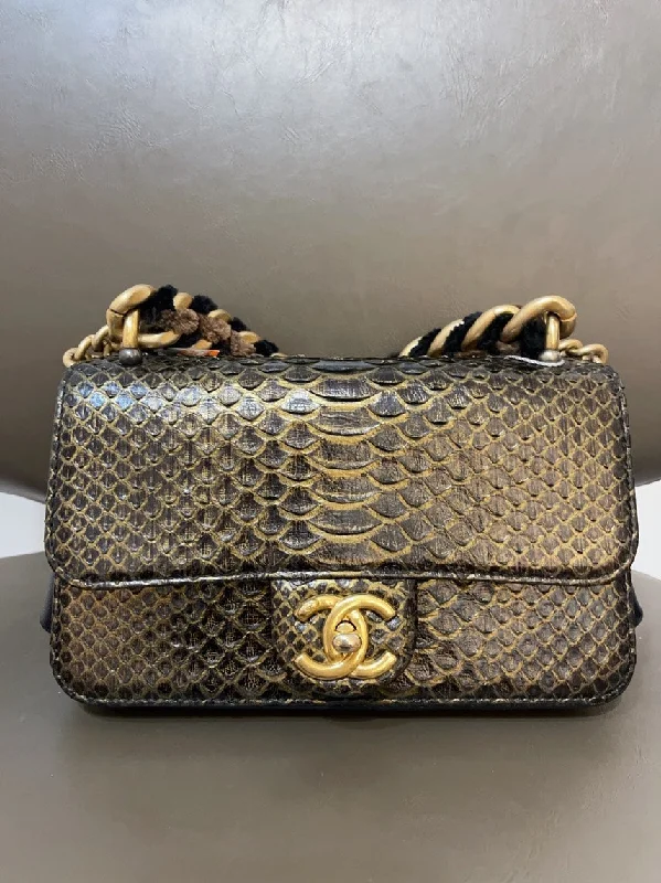 Chanel Mumbai Metropolis Python 2ways Bag Gold Medium