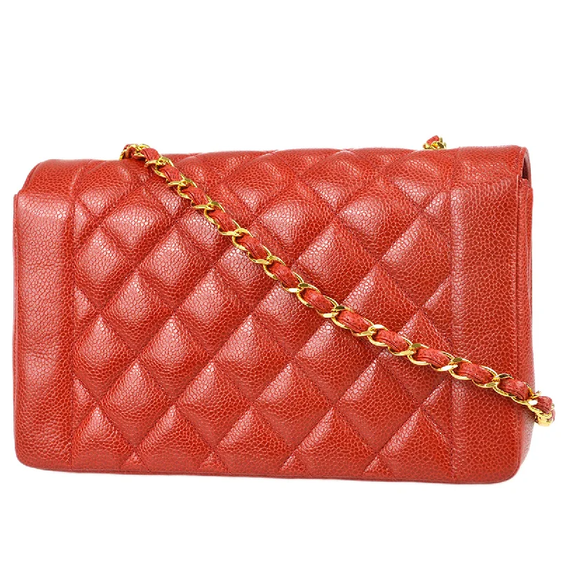 Chanel 1991-1994 Red Caviar Medium Diana Flap Bag