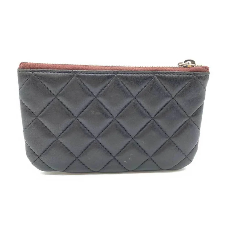 CHANEL Accessories Matelasse Classic Pouch Black Coco Mark Flat Ladies Lambskin Leather A69523