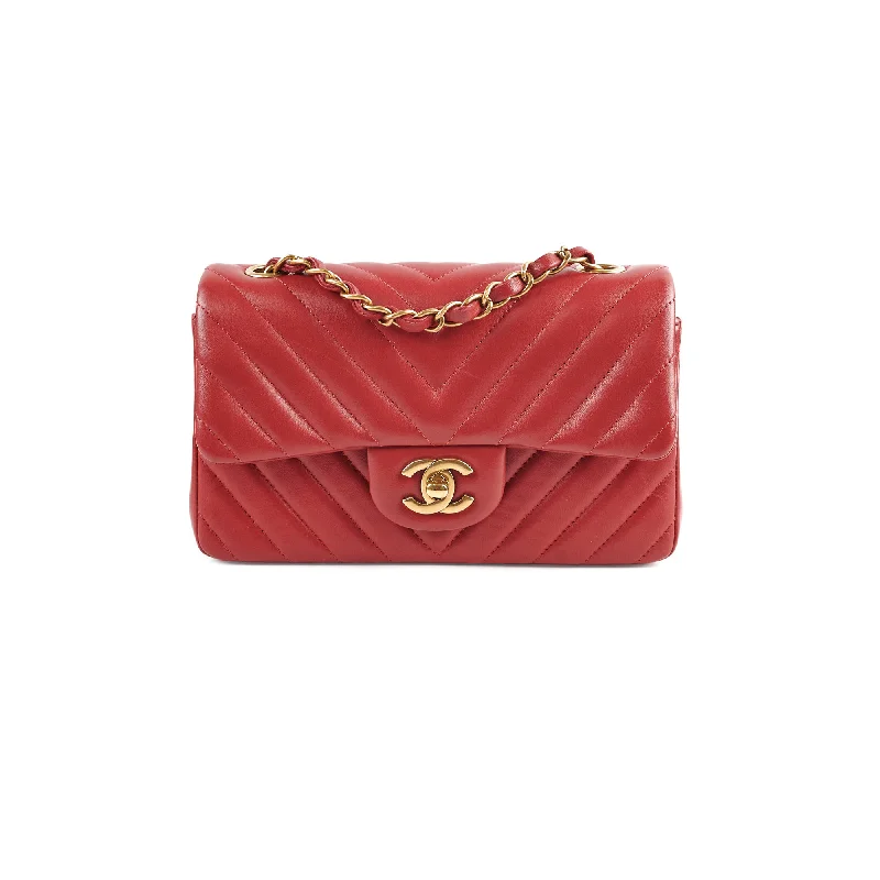 Chanel Mini Rectangular Chevron Lambskin Red 21 Series