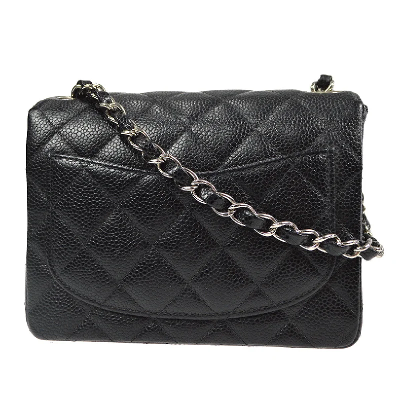 CHANEL 2004-2005 Classic Flap Mini Square 17 SHW Black Caviar 78282