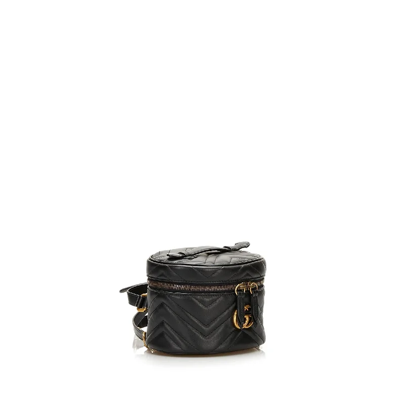 Women Gucci Sylvie bags with a crystal - embellished web stripeGucci GG Marmont Round Backpack (35423)